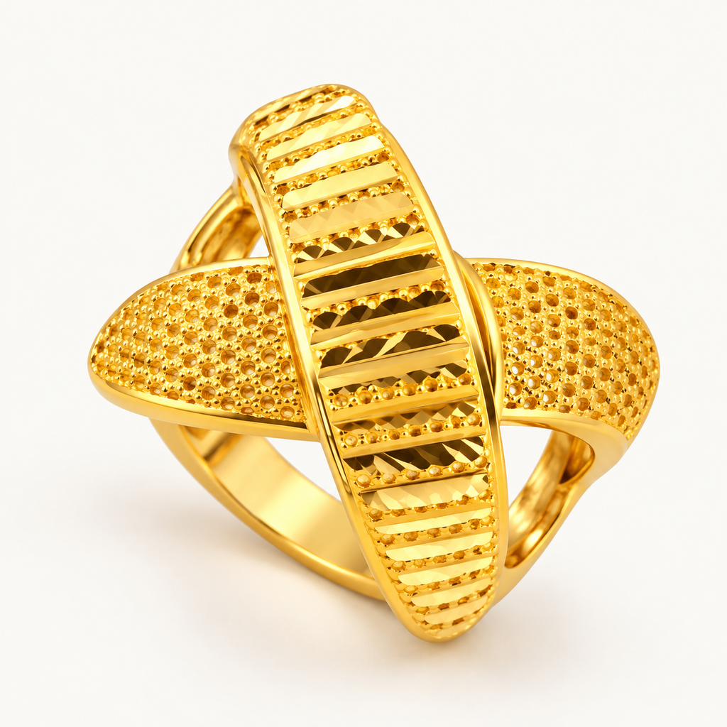 Women's Artificial Gold-Plated Fashion Ring – Elegant Statement Jewelry